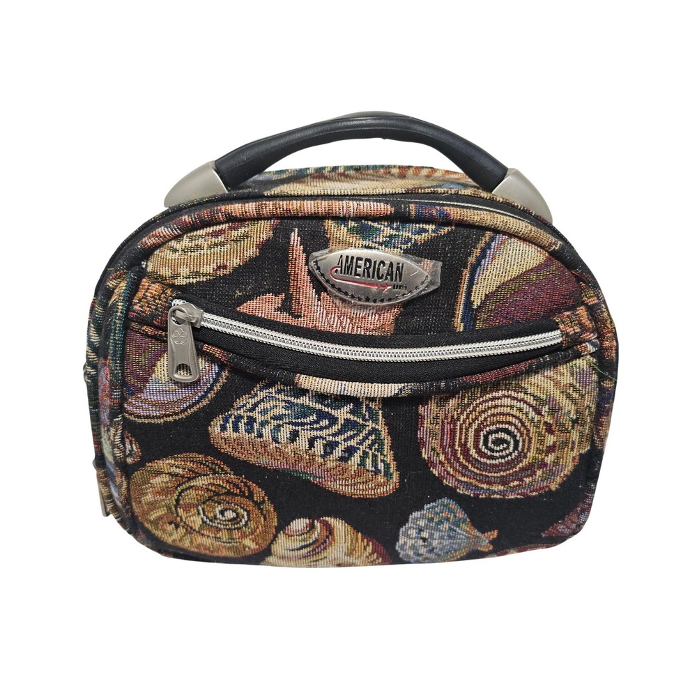 American Uni Vintage Tapestry Seashell Beach Train Case Travel Vanity Bag